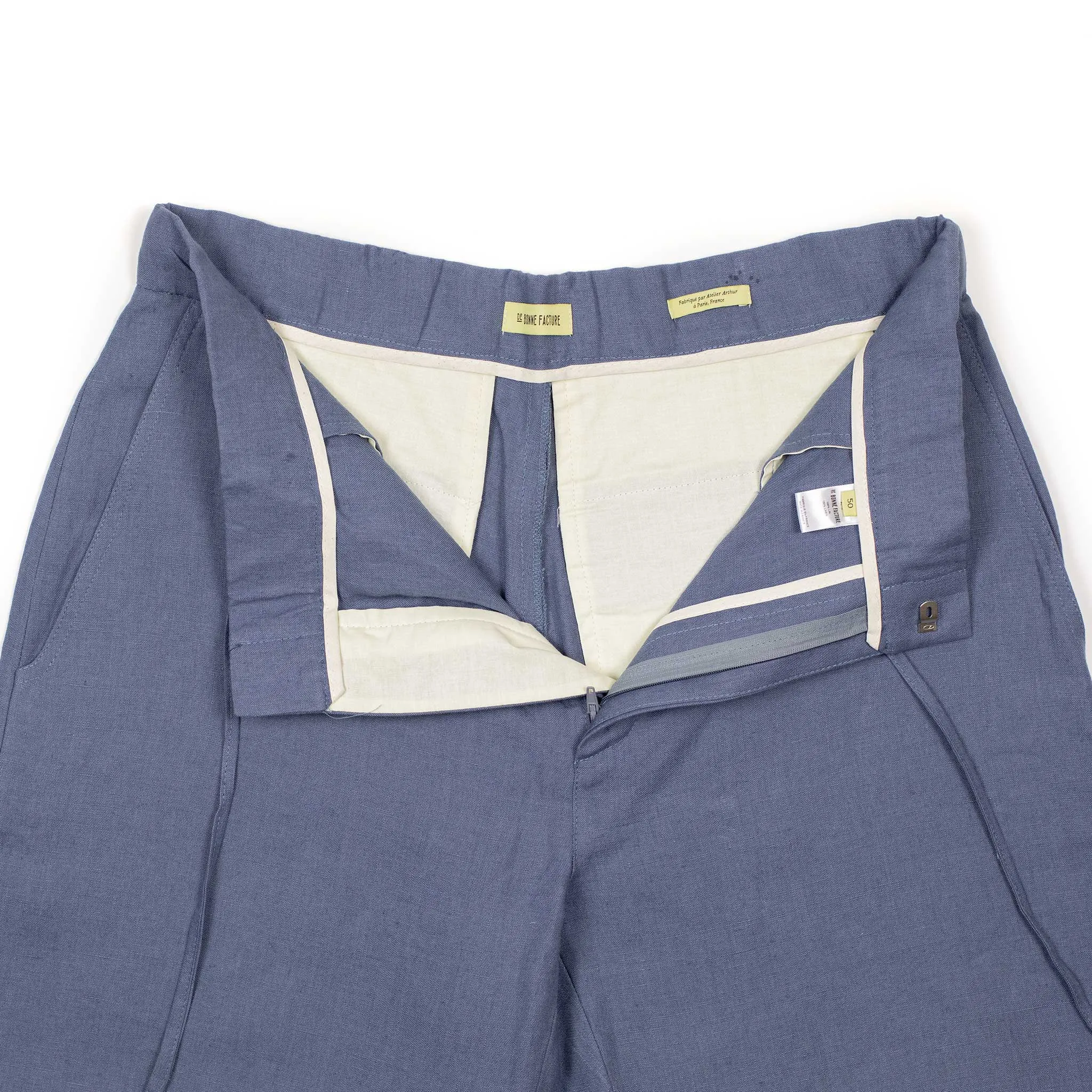 Lounge trousers in faded blue Belgian linen