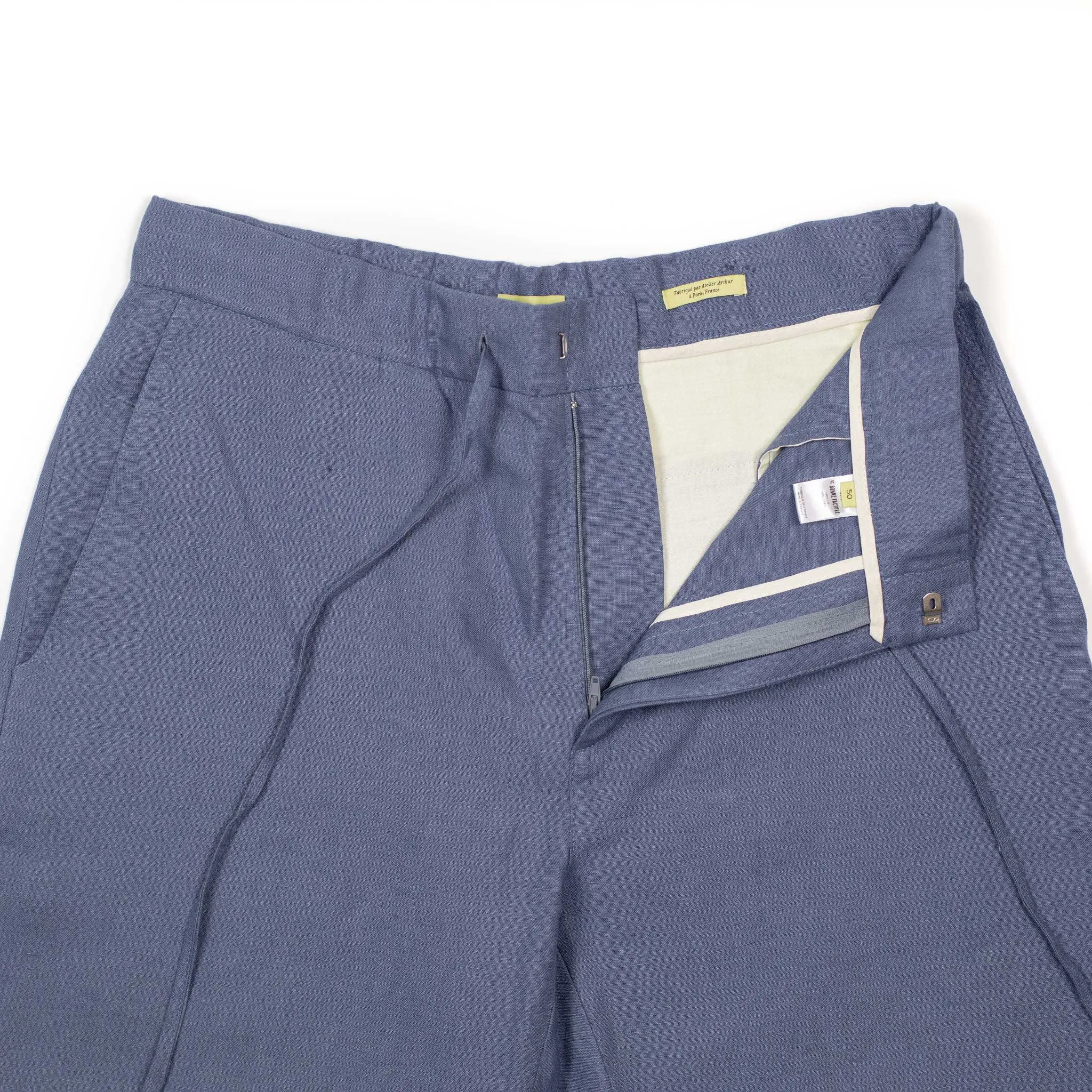 Lounge trousers in faded blue Belgian linen