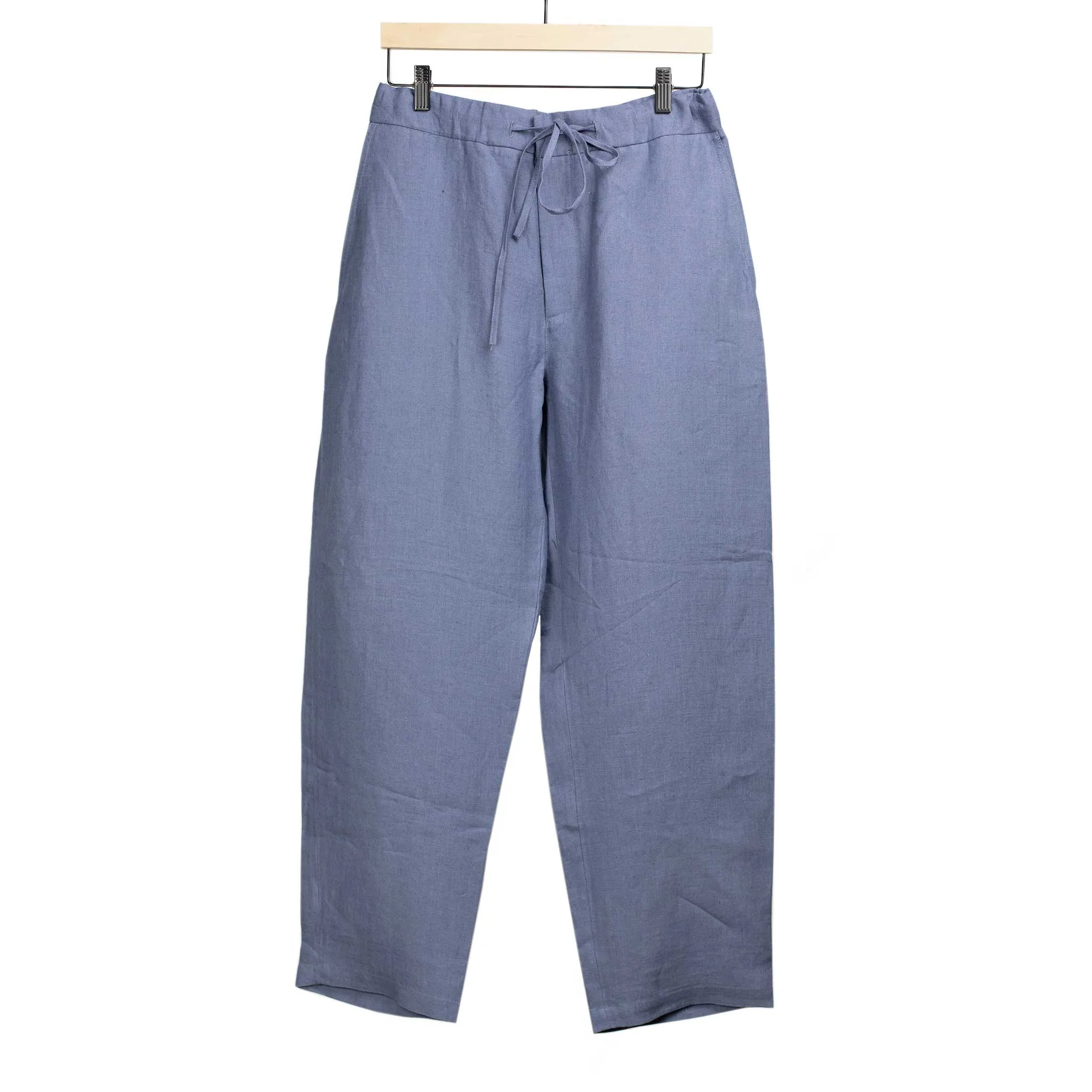 Lounge trousers in faded blue Belgian linen