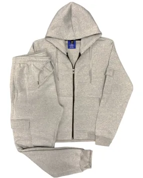Men Fleece Jogger with utility Cargo Pockets Sweat jacket and Sweatpants Outfit