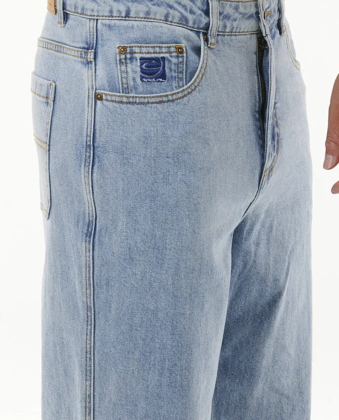 MEN'S DOSED DENIM PANT - WASHED BLUE