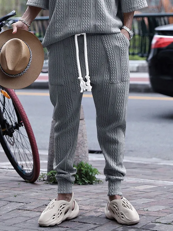 Men's Hip-Hop Jacquard Drawstring Jogger Pants