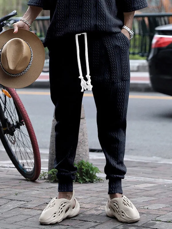 Men's Hip-Hop Jacquard Drawstring Jogger Pants