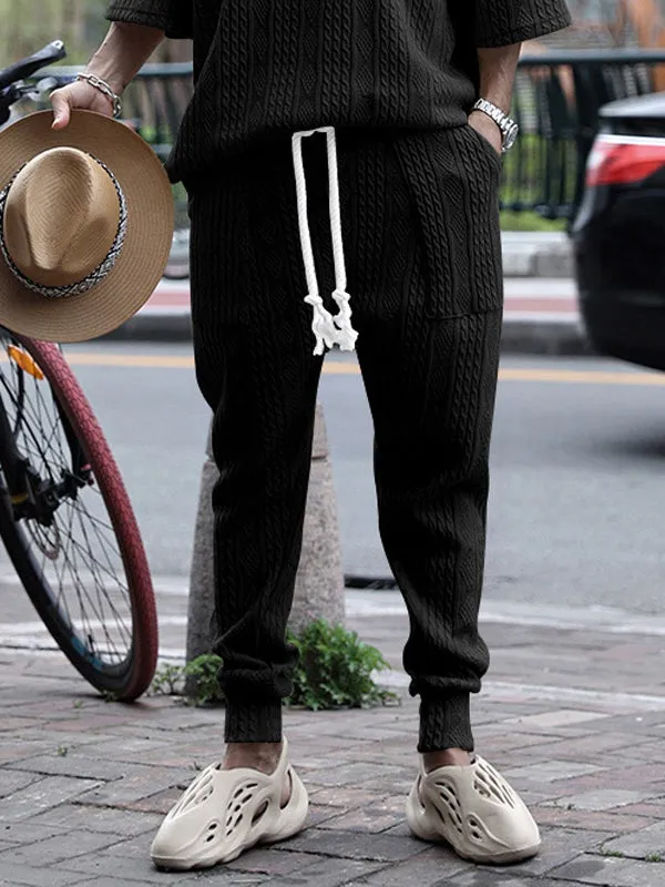 Men's Hip-Hop Jacquard Drawstring Jogger Pants