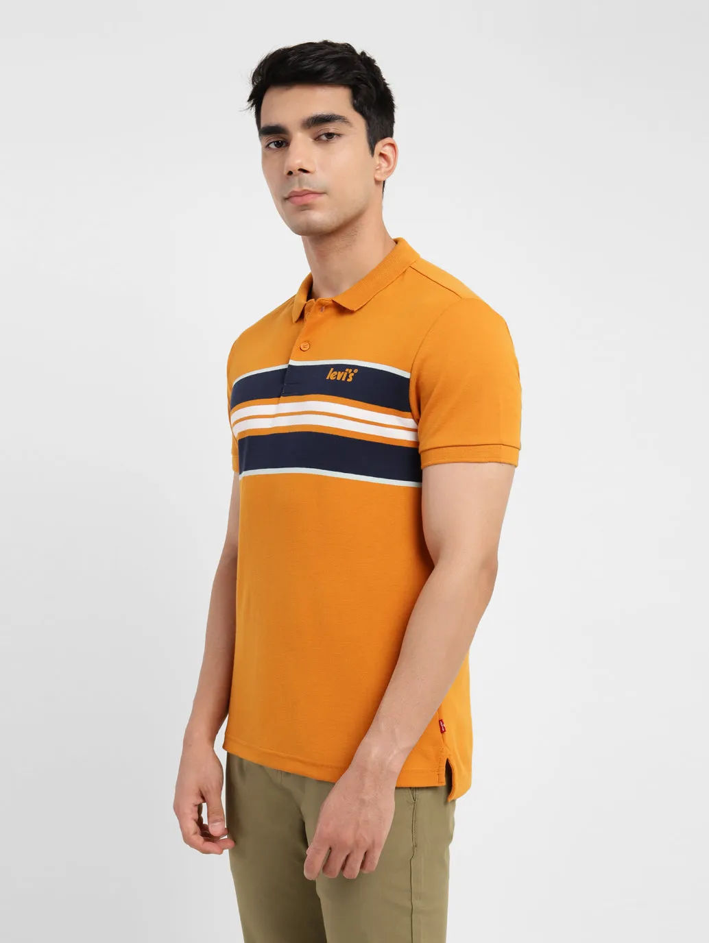 Men's Striped Polo Collar T-Shirt