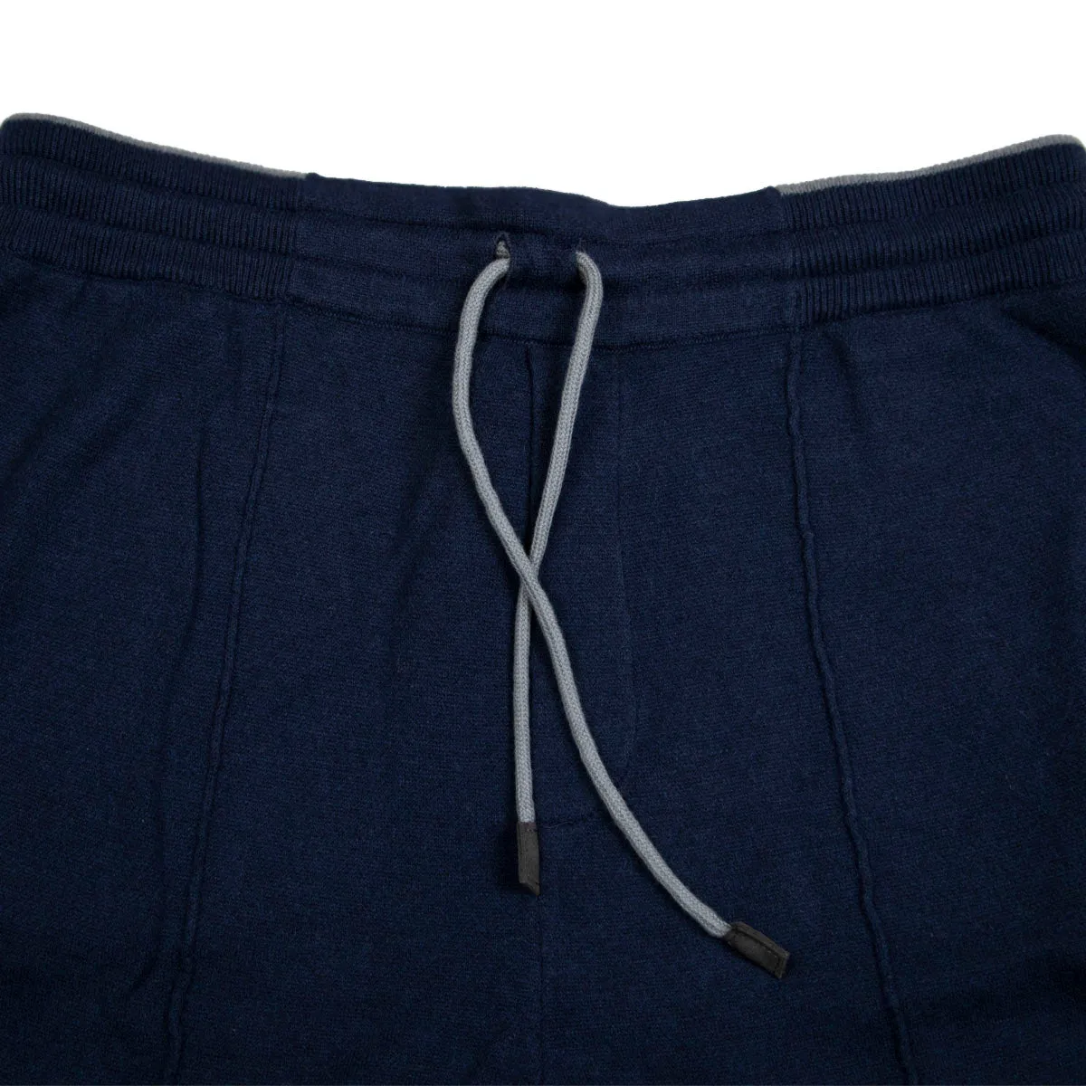 Navy Cotton & Cashmere Contrast Knitted Joggers