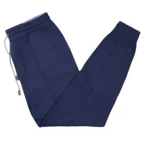 Navy Cotton & Cashmere Contrast Knitted Joggers