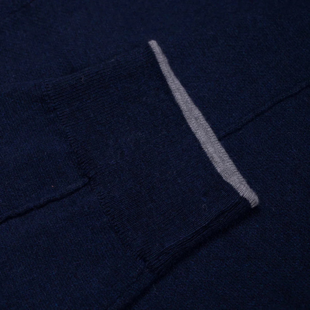 Navy Cotton & Cashmere Contrast Knitted Joggers