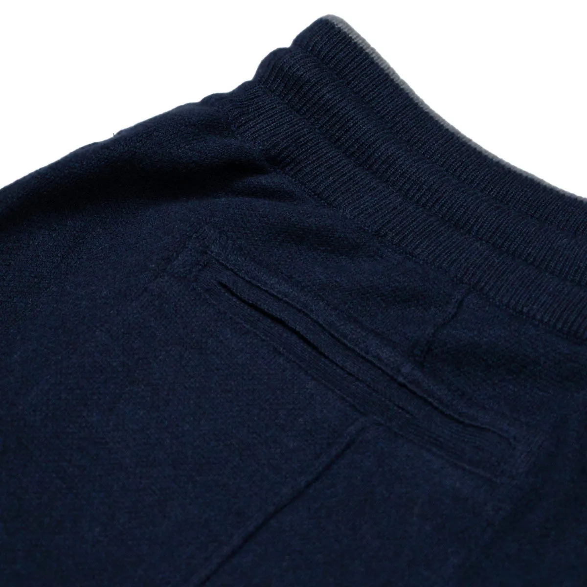 Navy Cotton & Cashmere Contrast Knitted Joggers