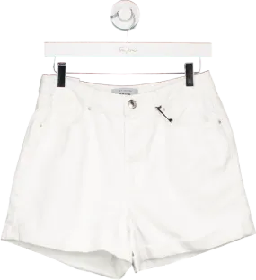 New Look White Denim Elephant Boyfriend Shorts UK 10