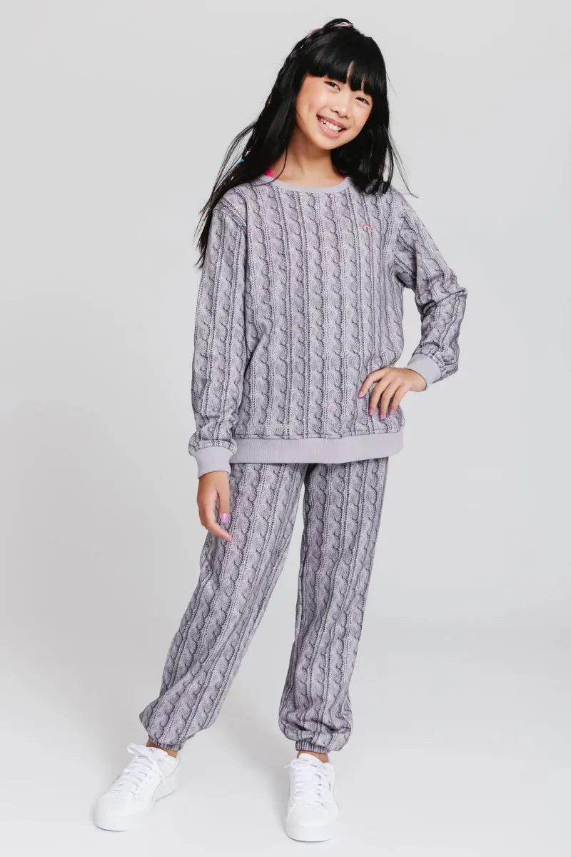 RAINBOW CABLE KNIT PRINT SWEATPANTS
