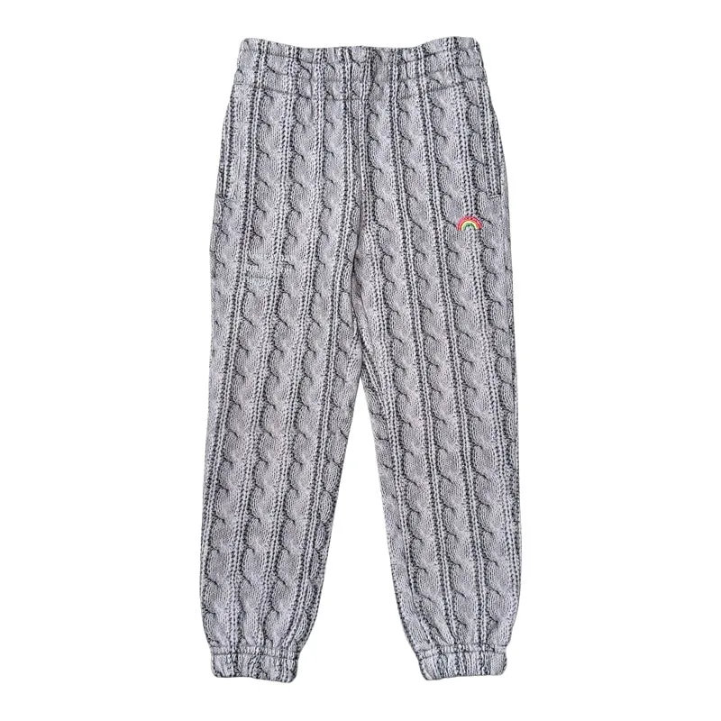 RAINBOW CABLE KNIT PRINT SWEATPANTS