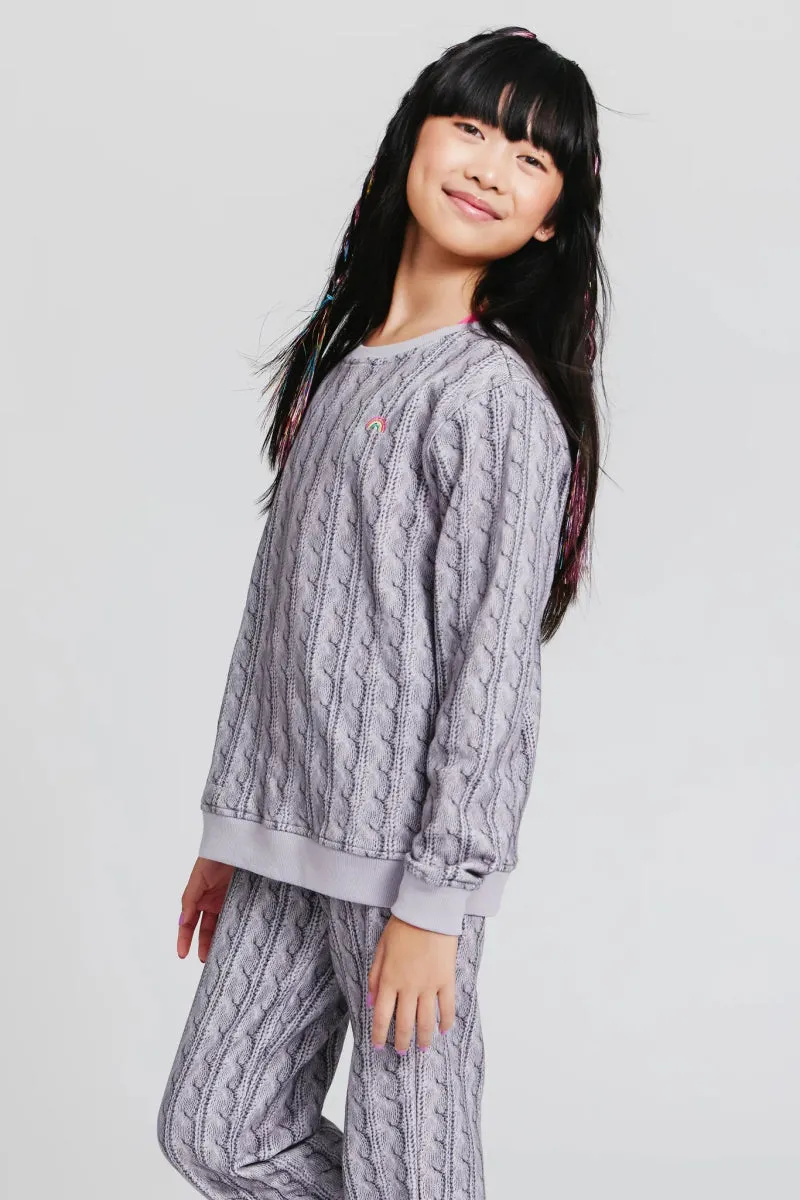 RAINBOW CABLE KNIT PRINT SWEATPANTS