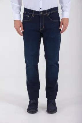 Regular Fit 5 Pocket Low Waist Cotton Dark Navy Denim Jeans