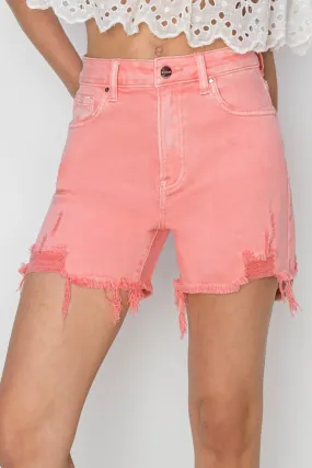River - High Rise Distressed Denim Shorts - Risen - Exclusively Online