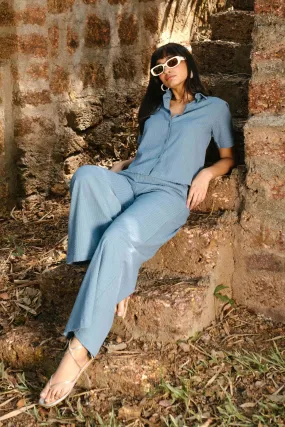 Seersucker Co-ord Set with Oversized Shirt and Oversized Pants