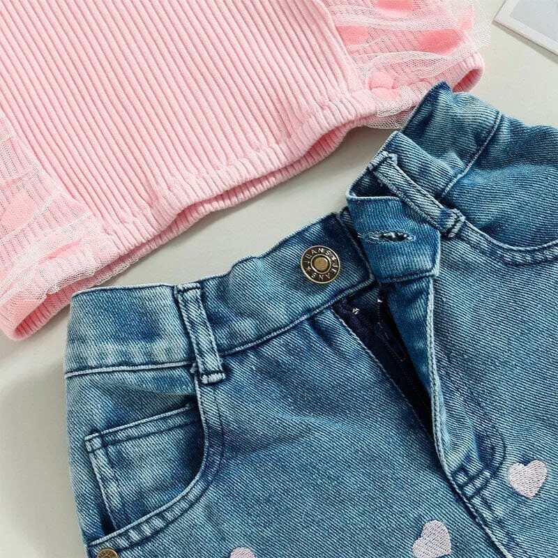 Sleeveless Lace Ribbed Toddler Set