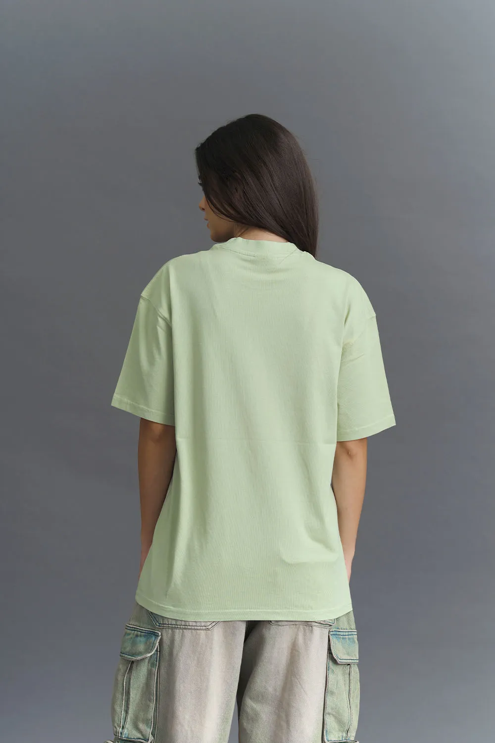 Solid Pastel Green Soft Jersey Oversized T-shirt