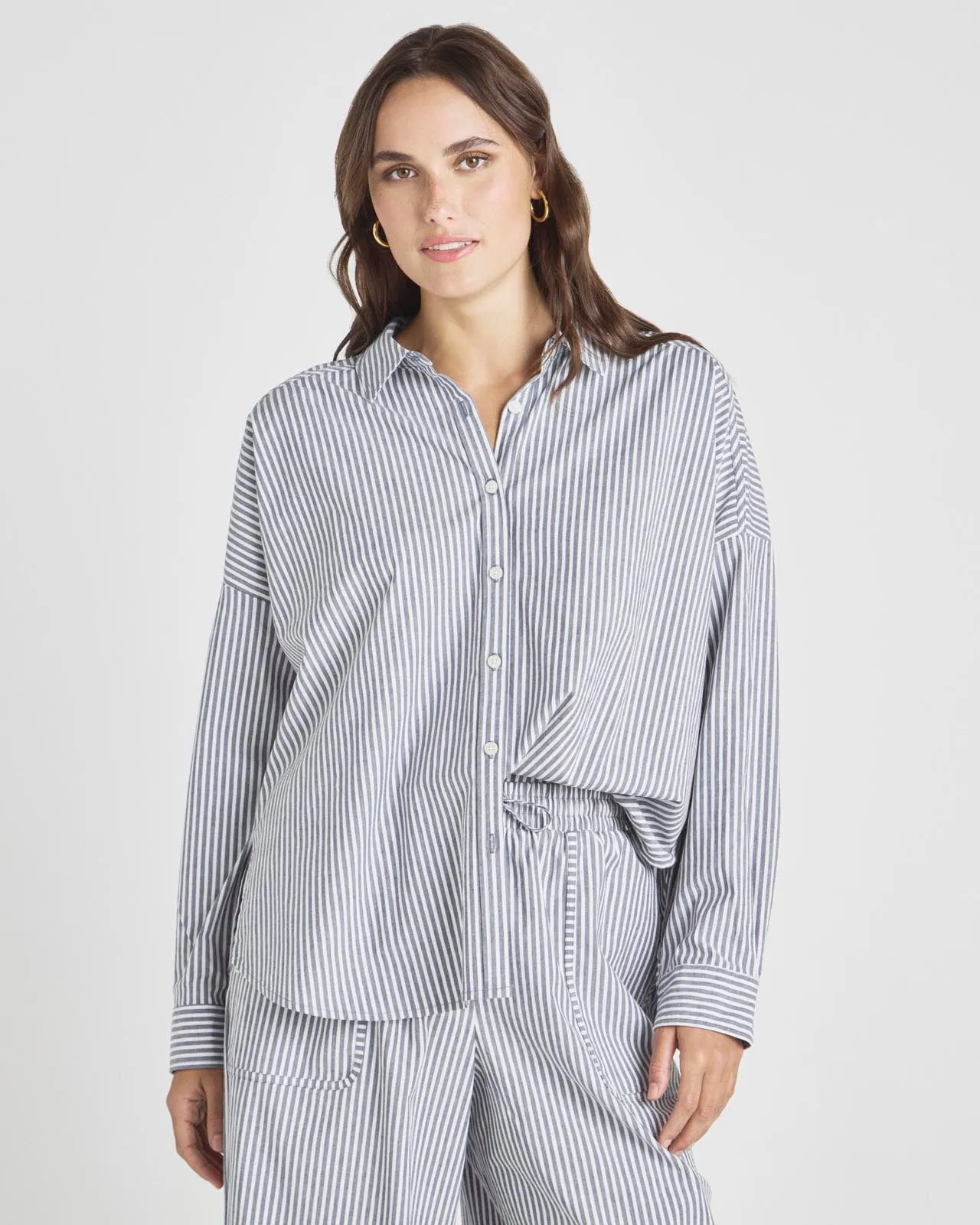 Splendid x @Cellajaneblog Striped Poplin Button Down