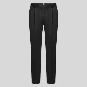 Subtle Plaid Checks Pants - Charcoal