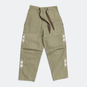 Sulfur Herringbone EASY BAKER Pants (STUDS Remake) - Khaki