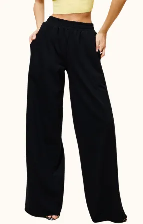 Tayla Black Wide Leg Sweatpants