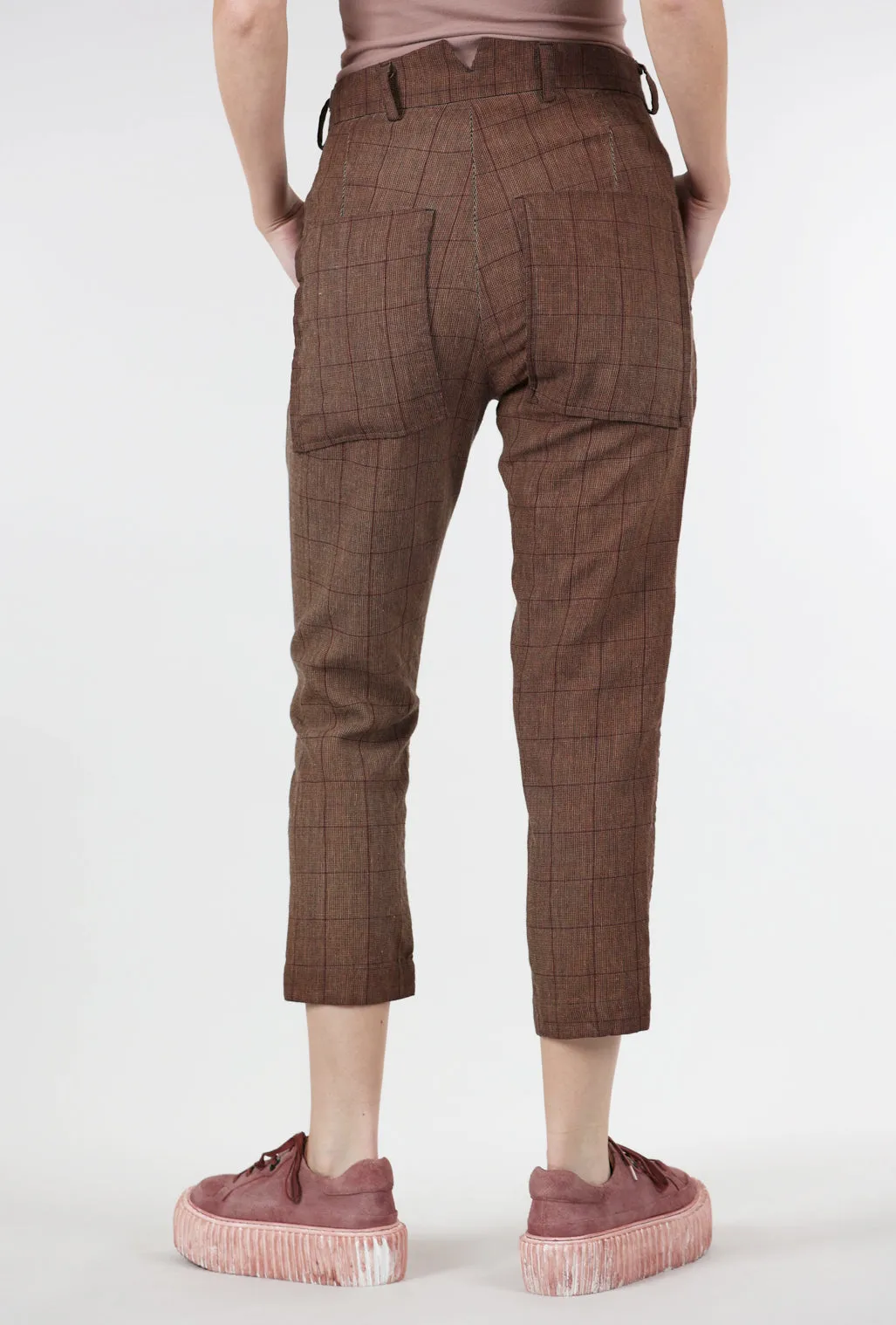 Trim Plaid Wool Trouser, Amaretto Cloud