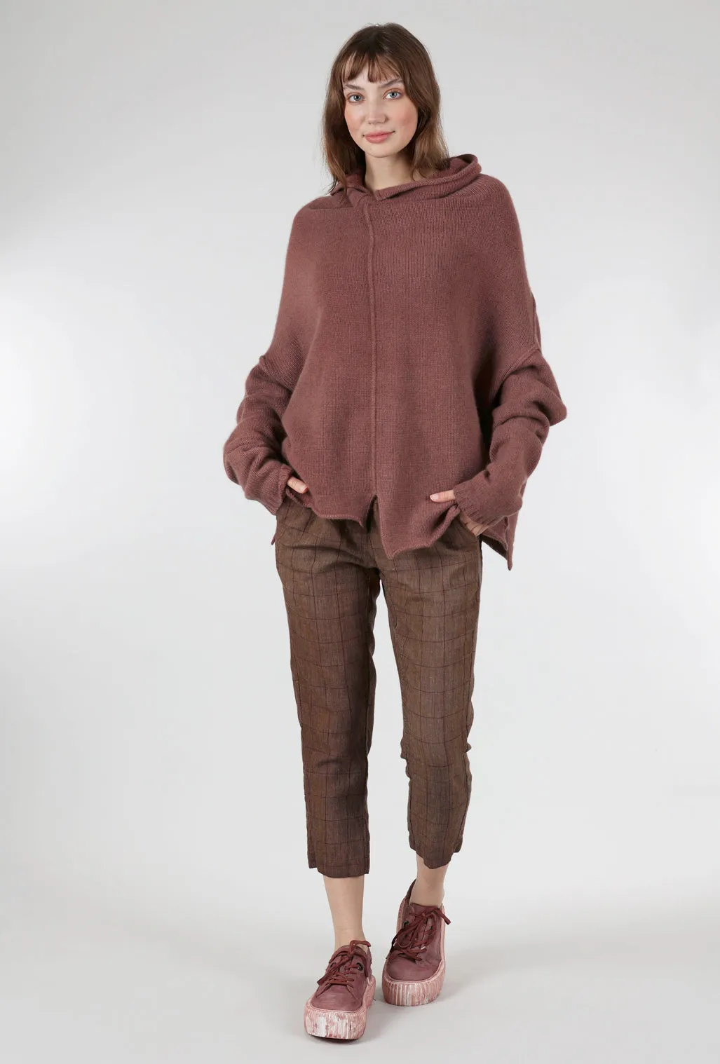 Trim Plaid Wool Trouser, Amaretto Cloud