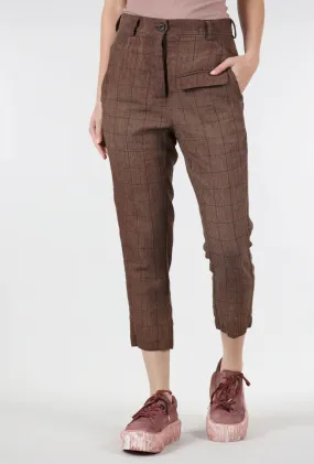 Trim Plaid Wool Trouser, Amaretto Cloud