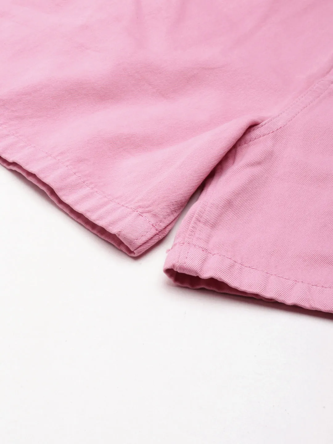 Women Pink Solid Denim Shorts
