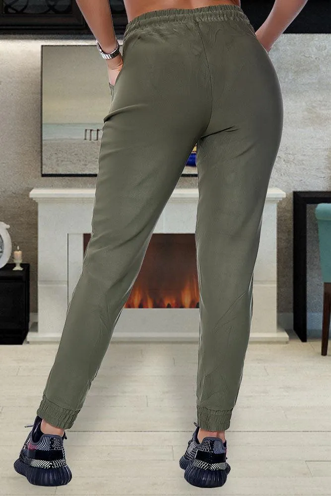 WOMEN PLAIN ELASTICATED HEM JOGGERS