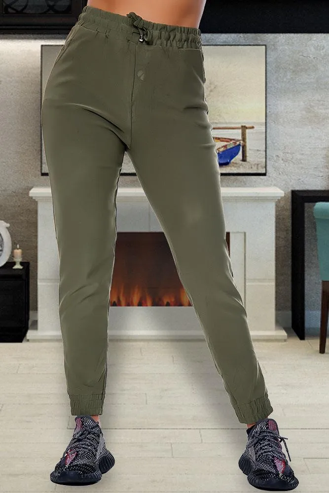 WOMEN PLAIN ELASTICATED HEM JOGGERS