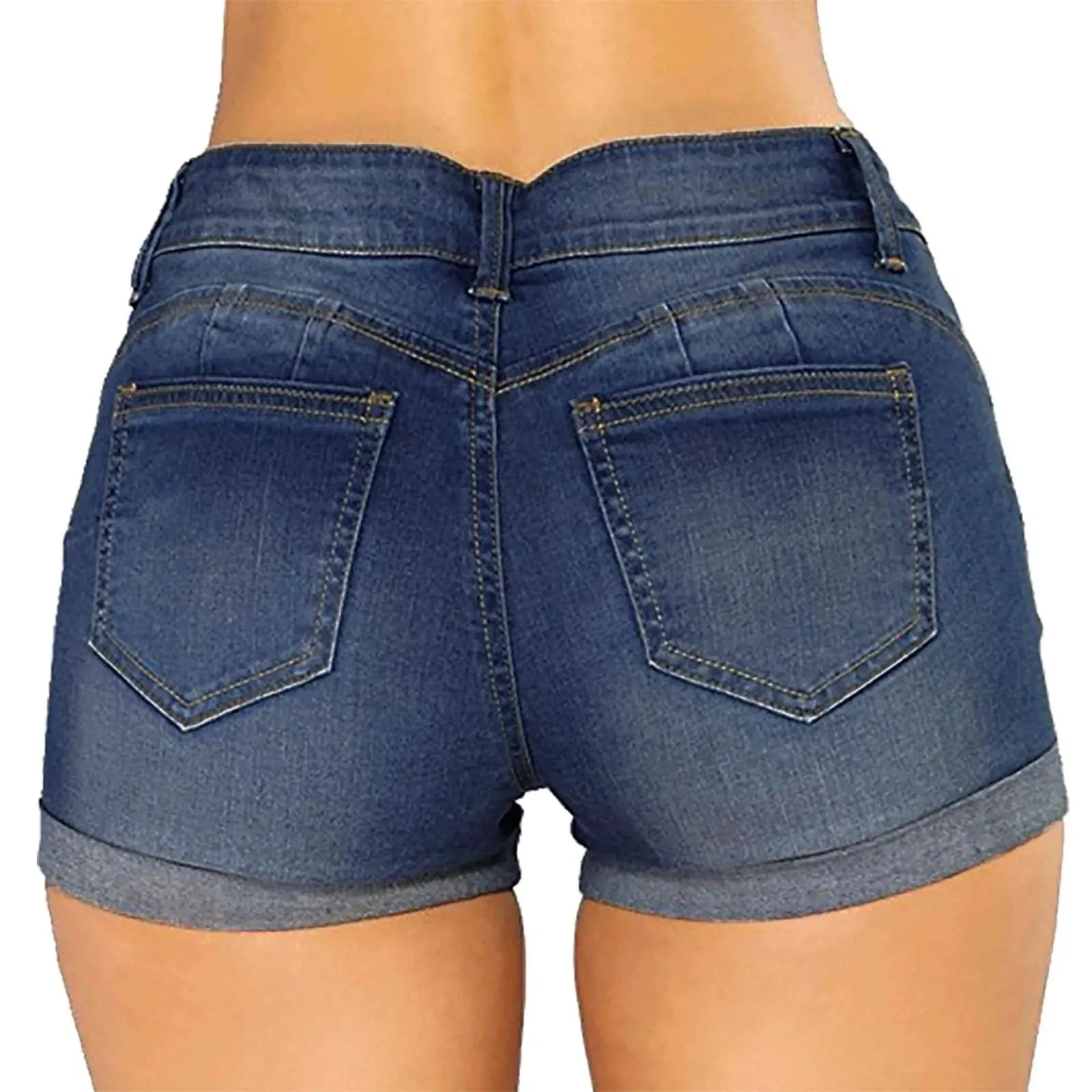 Womens Chic Ripped Mid Waist Denim Shorts - By Lustmia