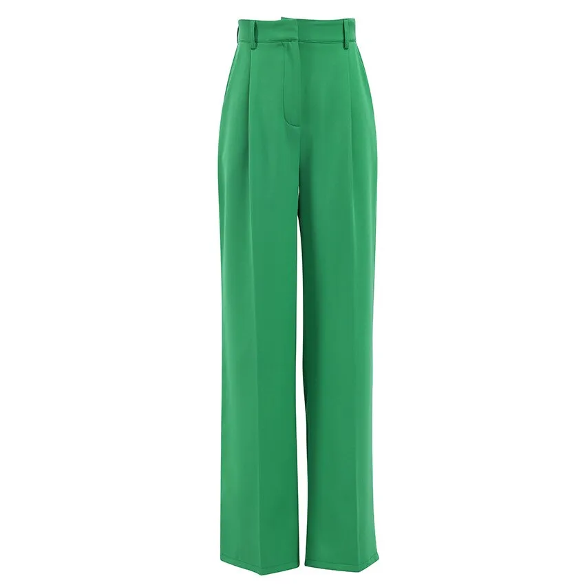 Women's Elegant High-Waisted Wide-Leg Trousers with Pockets | Ideal for All Seasons