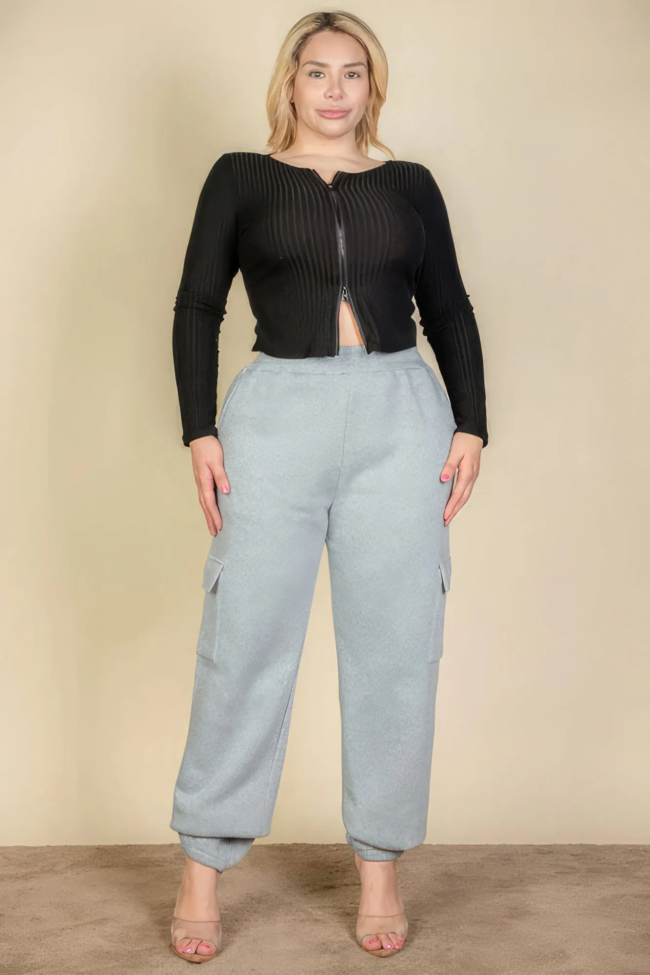 Women's Plus Size Sweatpants with Side Pocket & Drawstring Waist
